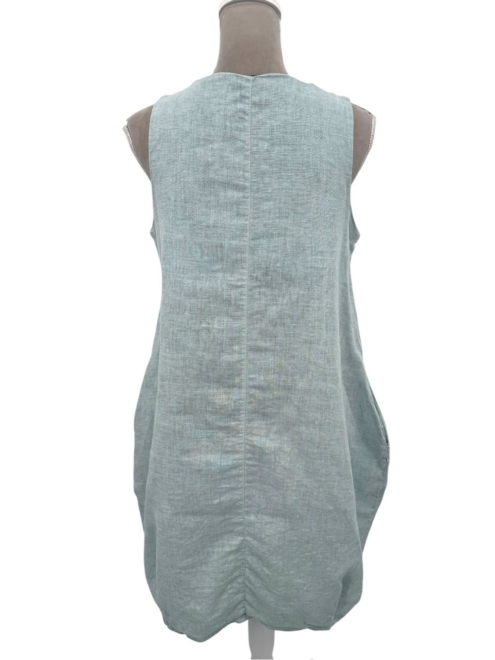 Inizio Fiji Linen Bubble Dress Light Blue Pockets Knee Length Made Italy Medium - Picture 6 of 10